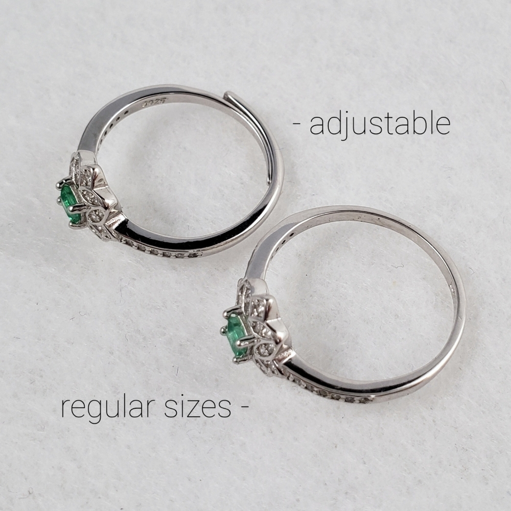 Antique Style Sterling Natural Emerald Ring - Picture 6 of 8